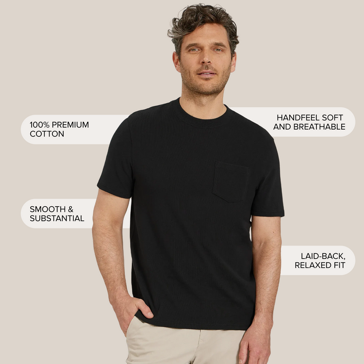 Men wearing Vintage Black Heritage Weighted Tee