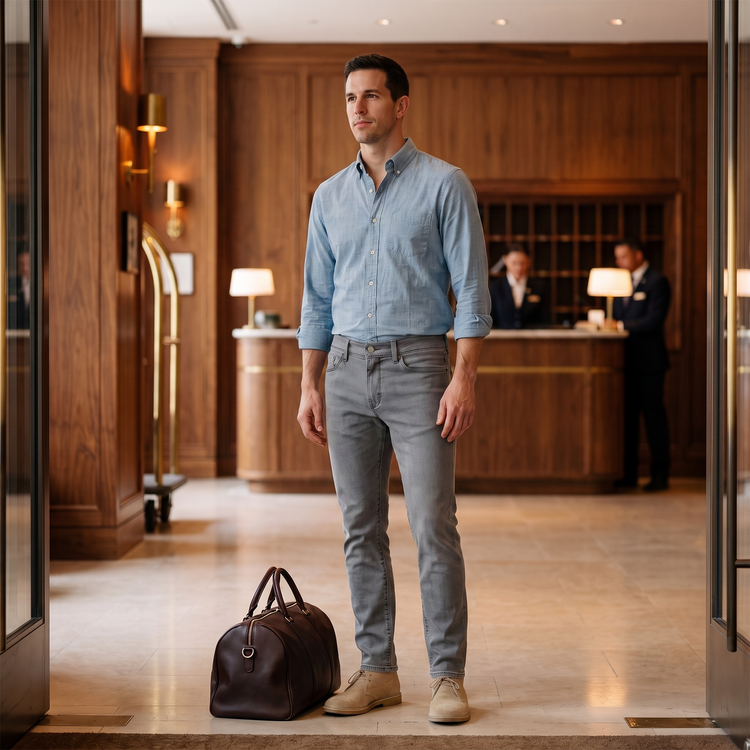 Men wearing Gris claro Slim Stone Jeans