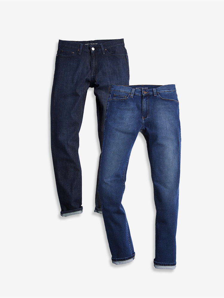 wearing Medium/Dark Blue / Light/Medium Blue Slim Crosby and Slim Oliver 2-Pack Jeans