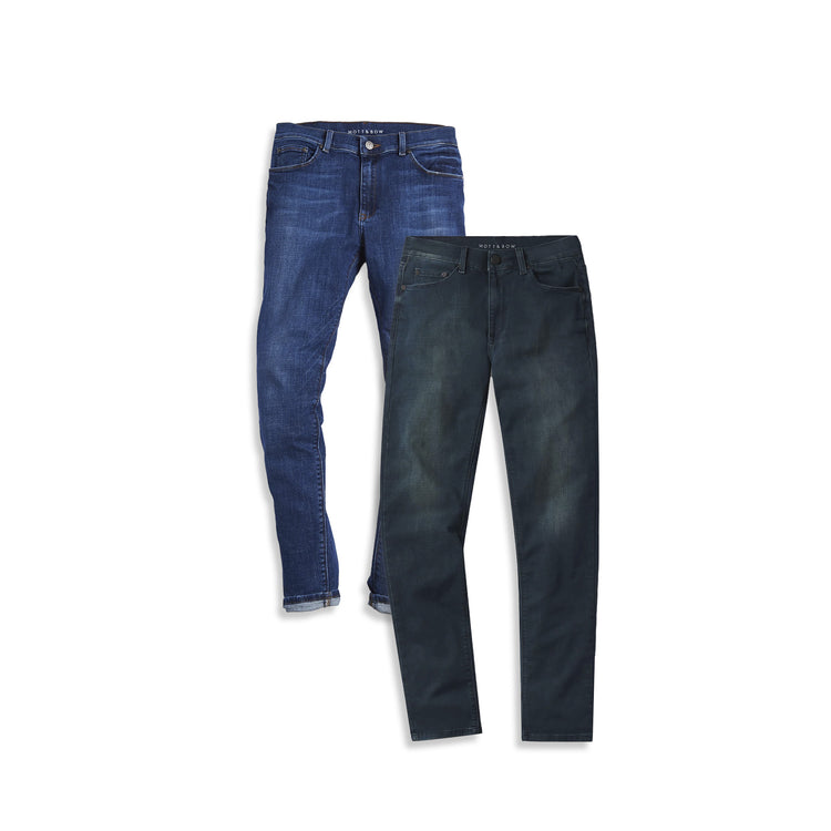 wearing Light/Medium Blue / Medium Blue Slim Wooster and Slim Fulton 2-Pack Jeans