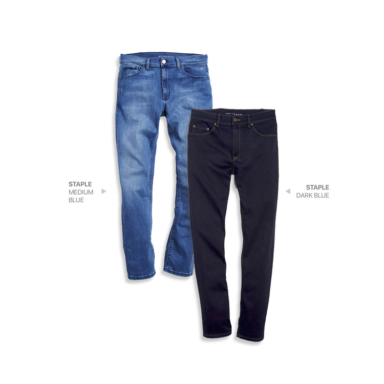 wearing Medium Blue/Dark Blue Straight Staple Medium Blue and Staple Dark Blue 2-Pack Jeans