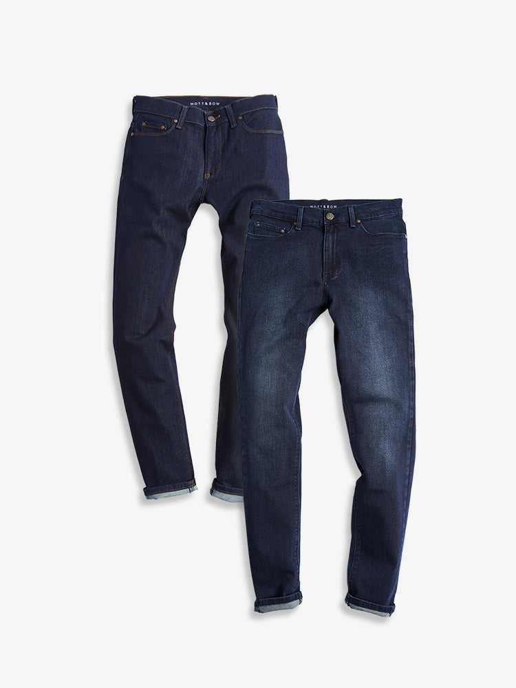 wearing Medium/Dark Blue / Dark Blue Slim Broome and Slim Staple 2-Pack Jeans