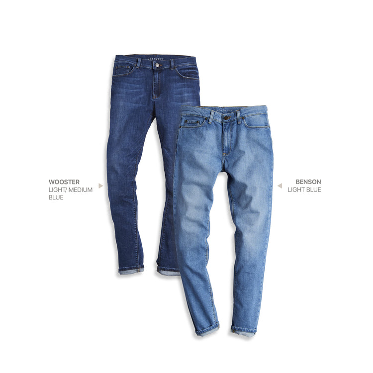 wearing Dark Blue / Medium/Dark Blue Slim Wooster and Slim Benson 2-Pack Jeans
