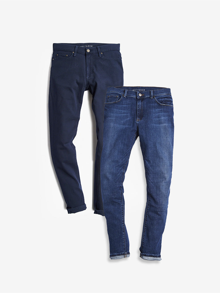 wearing Dark Blue / Medium/Dark Blue Slim Mercer and Slim Wooster 2-Pack Jeans