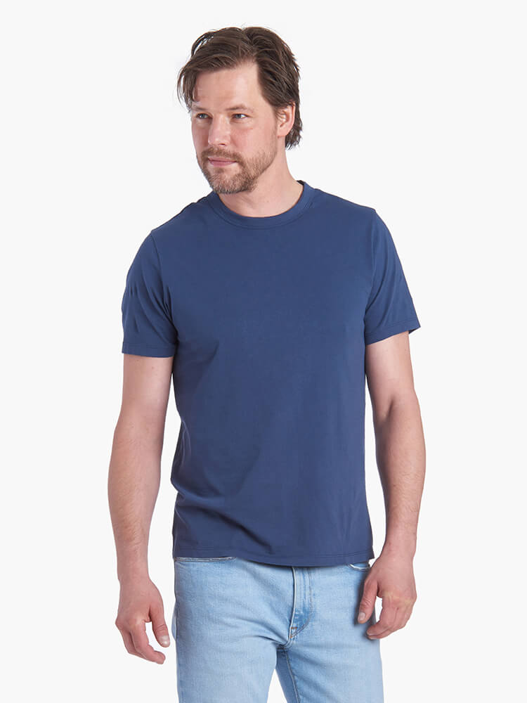 wearing Heather Gray. Classic Crew Driggs Tee - Pre Order