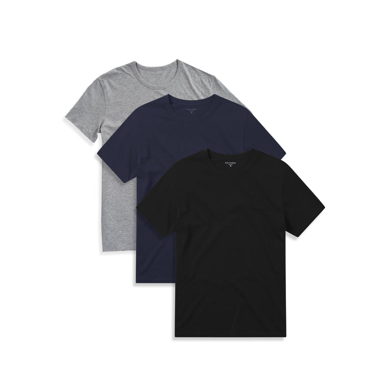 wearing Navy/Heather Gray/Black Classic Crew Driggs 3-Pack