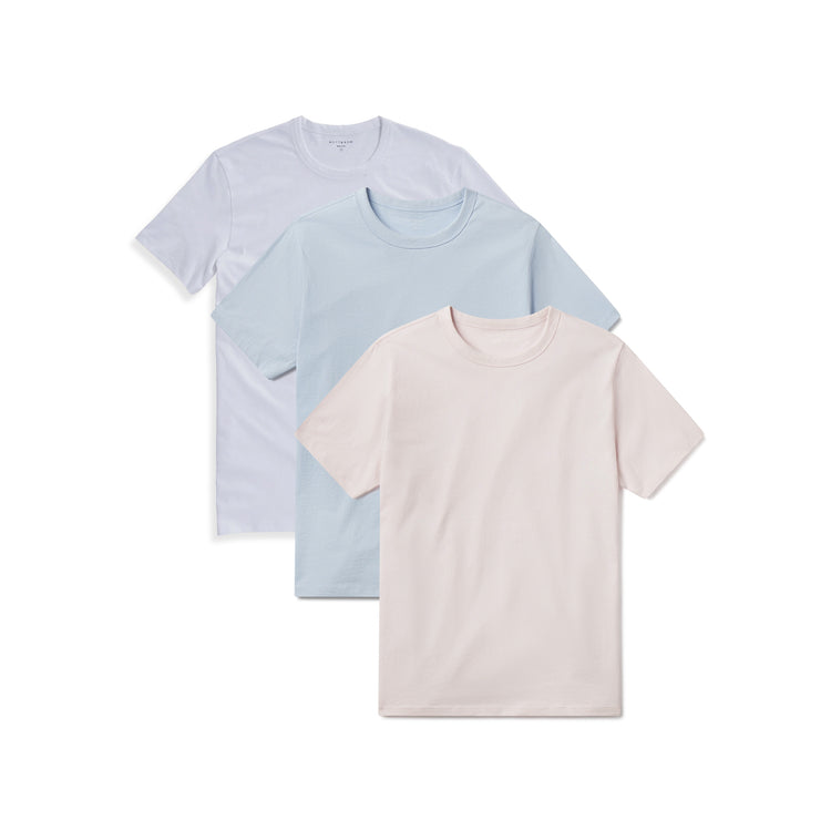 wearing White/Pale Pink/Ice Blue Classic Crew Driggs 3-Pack
