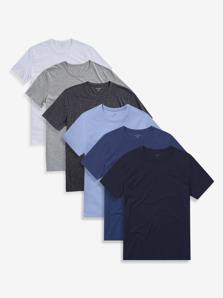 wearing White/Heather Gray/California Blue/Charcoal Heather/Baltic Blue/Navy Classic Crew Driggs 6-Pack