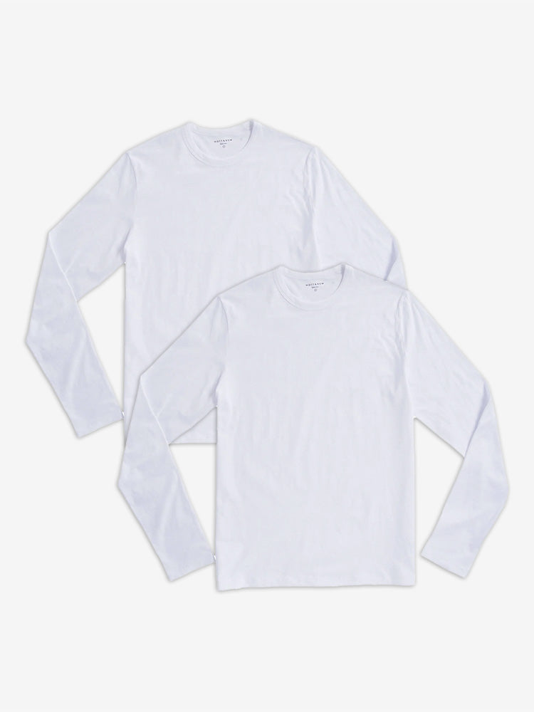 Men wearing 2 White Long Sleeve Crew Tee Driggs 2-Pack