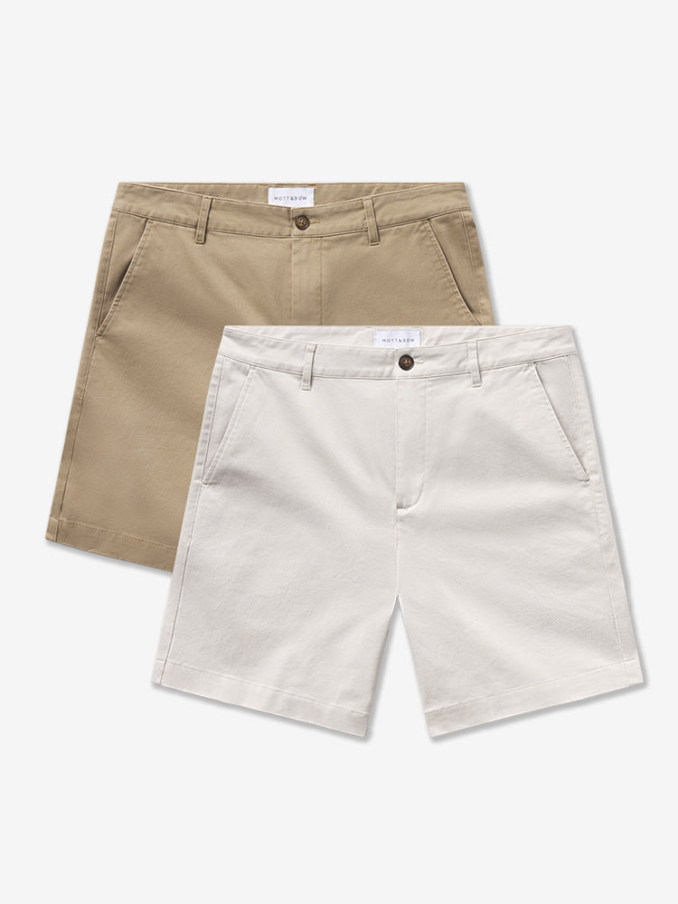 Men wearing Khaki/Sand Stretch Chino Short 2-Pack