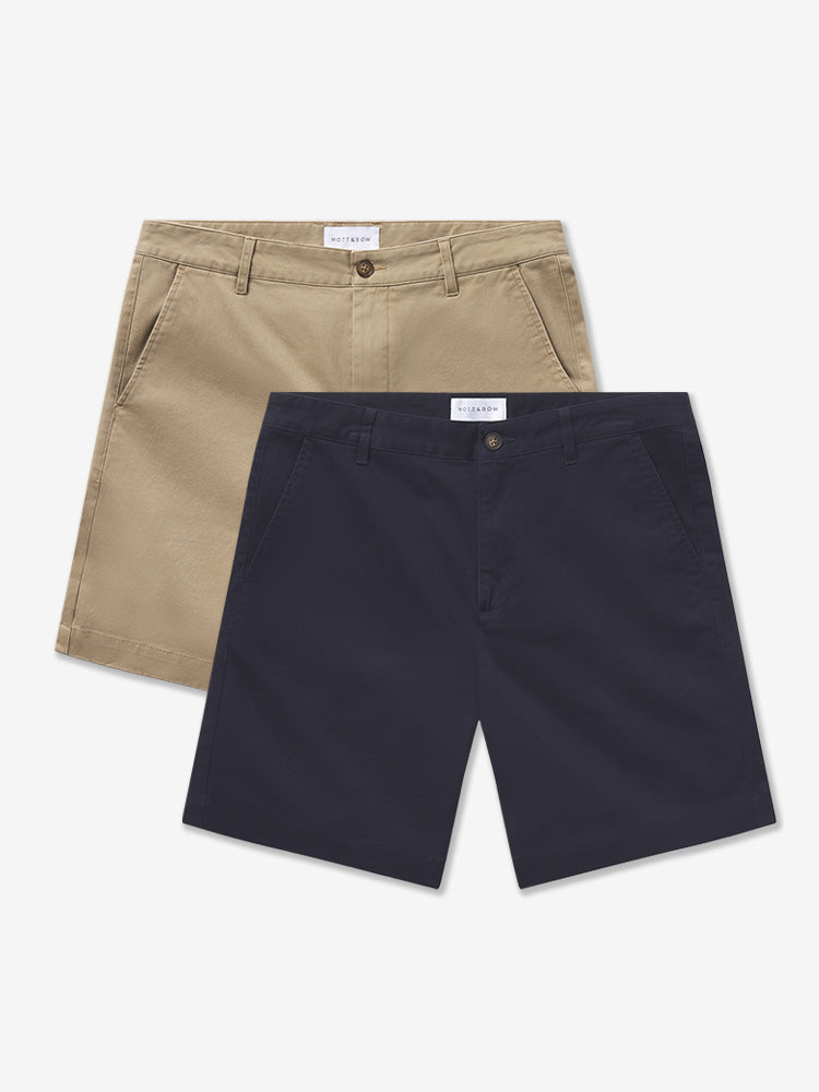 Men wearing Navy/Khaki Stretch Chino Short 2-Pack