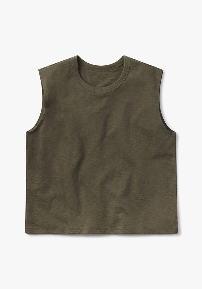 Women wearing Verde militar Relaxed Slub Tank