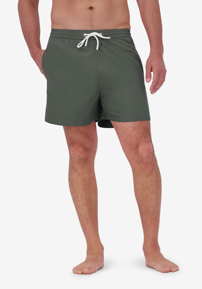 Men wearing Olive Swim Trunk