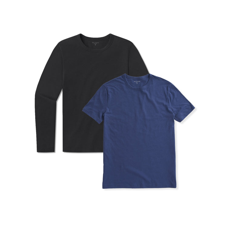 wearing Baltic Blue/Black Short Long Sleeve Driggs 2-Pack