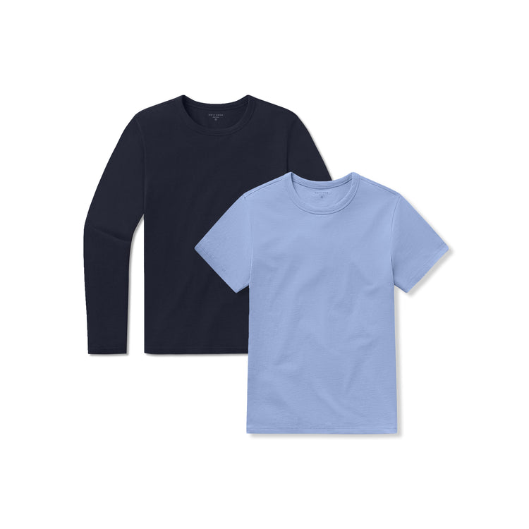wearing California Blue/Navy Short Long Sleeve Driggs 2-Pack