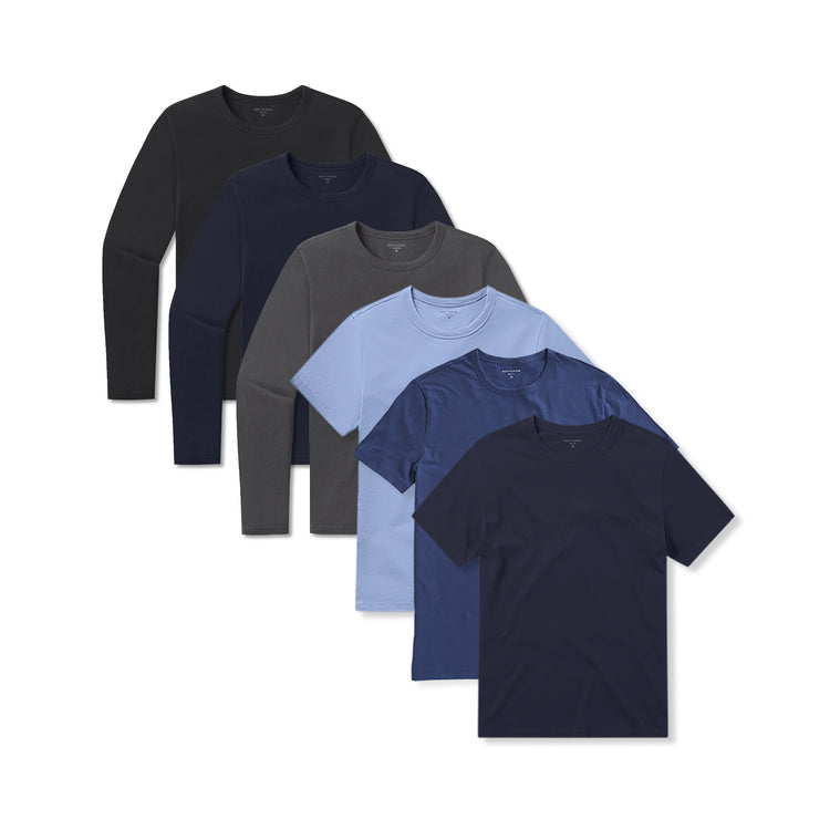 wearing California Blue/Baltic Blue/Navy/Navy/Black/Dark Gray Short Long Sleeve Driggs 6-Pack