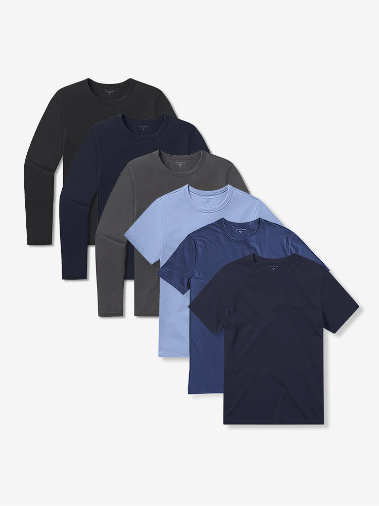 wearing California Blue/Baltic Blue/Navy/Navy/Black/Dark Gray Short Long Sleeve Driggs 6-Pack