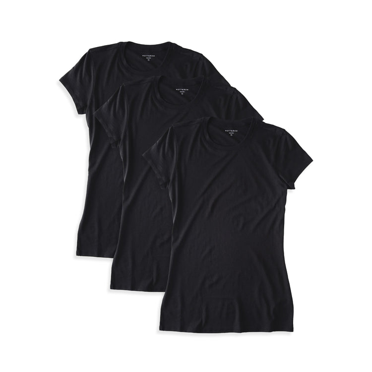 Women wearing Black Fitted Crew Marcy 3-Pack