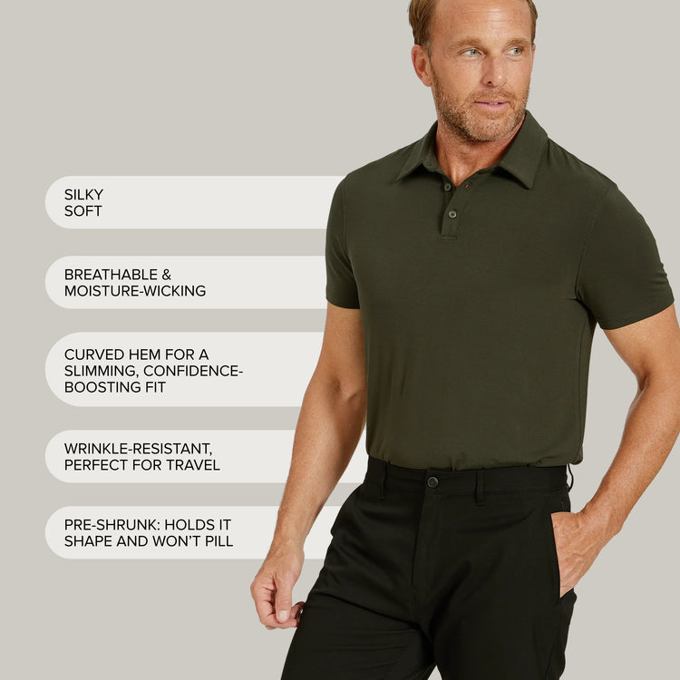 Men wearing Black Luxe Performance Polo