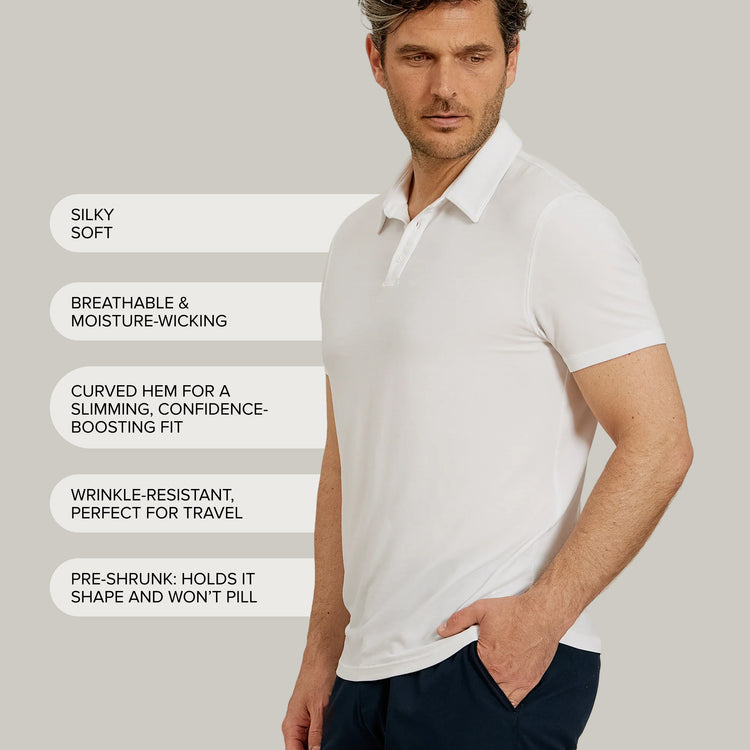 Men wearing Black Luxe Performance Polo