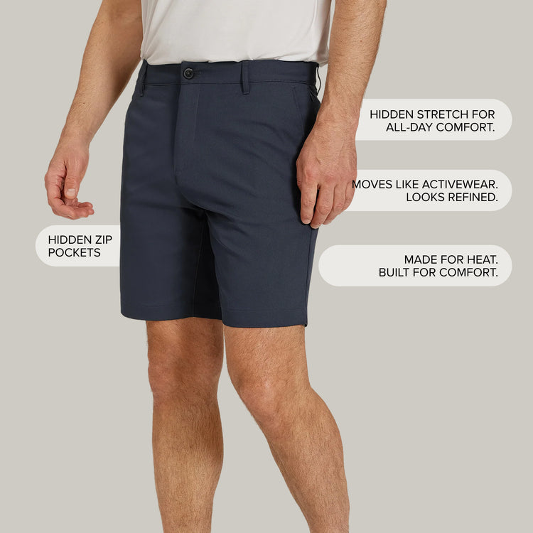 Men wearing Black Tech Shorts