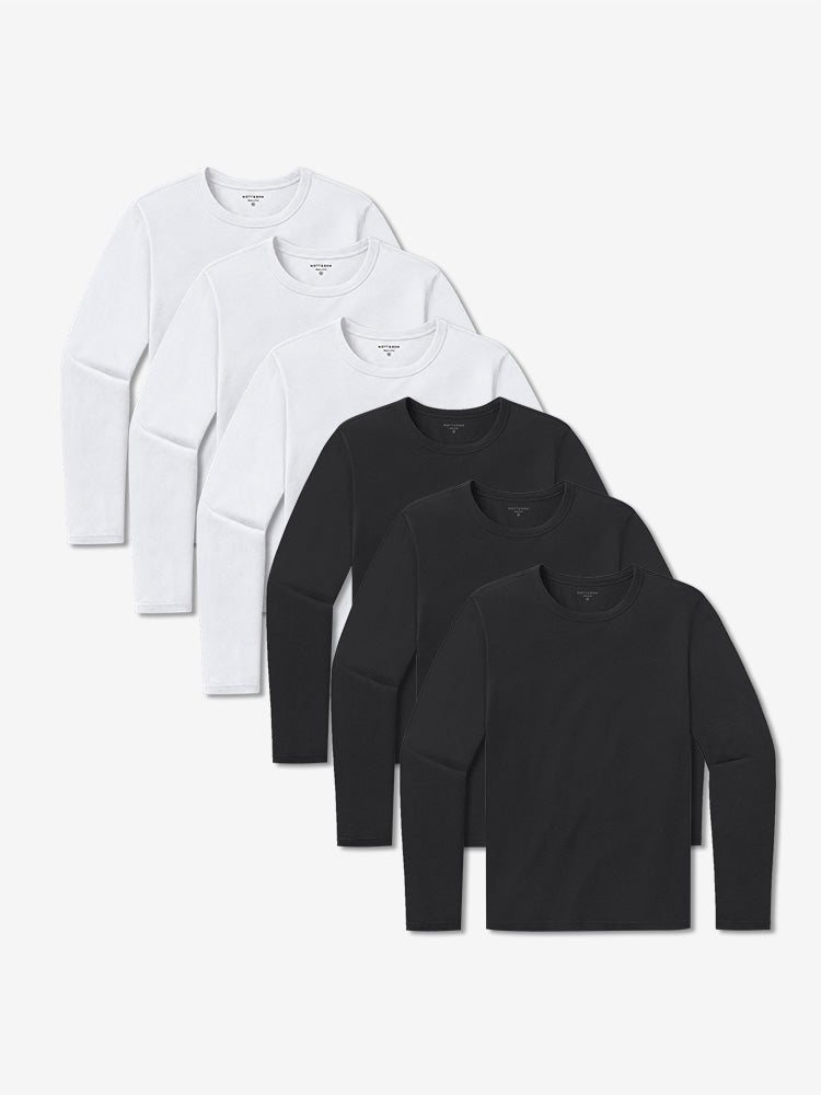 Men wearing White/Black Long Sleeve Crew Tee Driggs 6-Pack