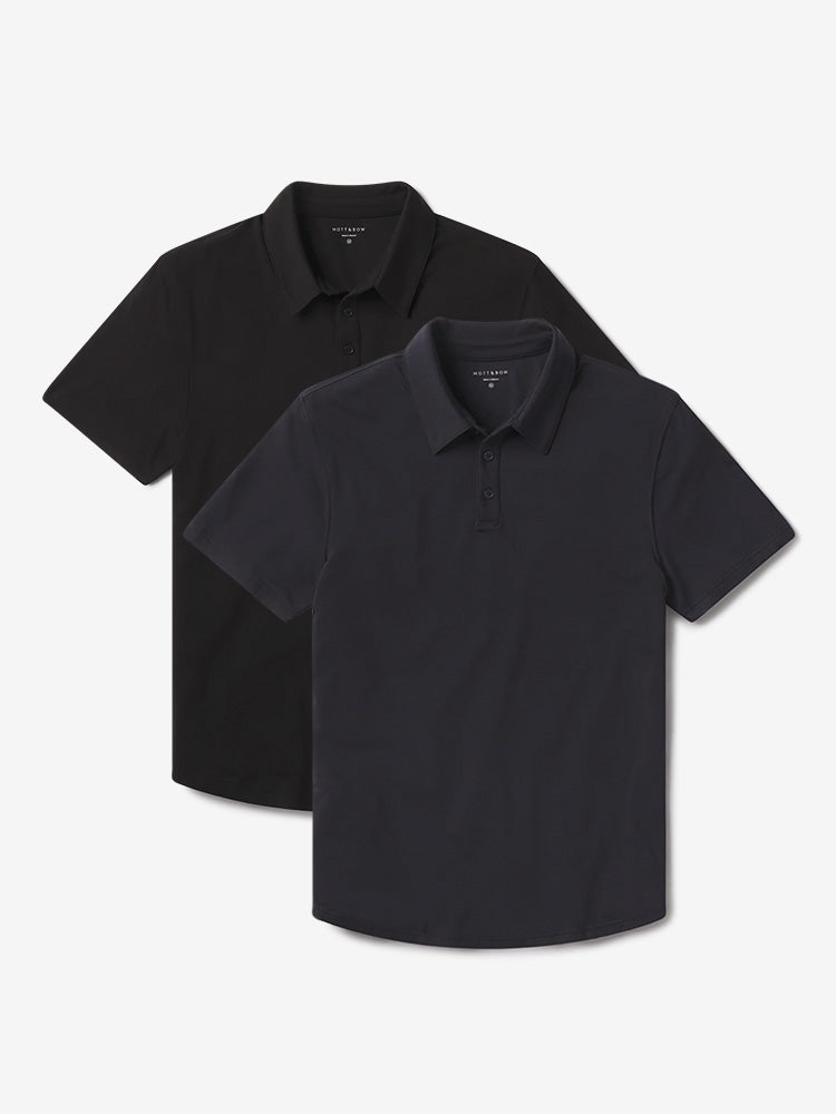 Men wearing Black/Navy Luxe Performance Polo 2-Pack