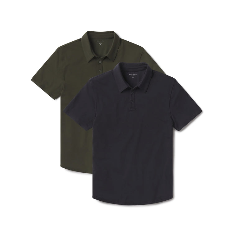 Men wearing Navy/Forest Green Luxe Performance Polo 2-Pack