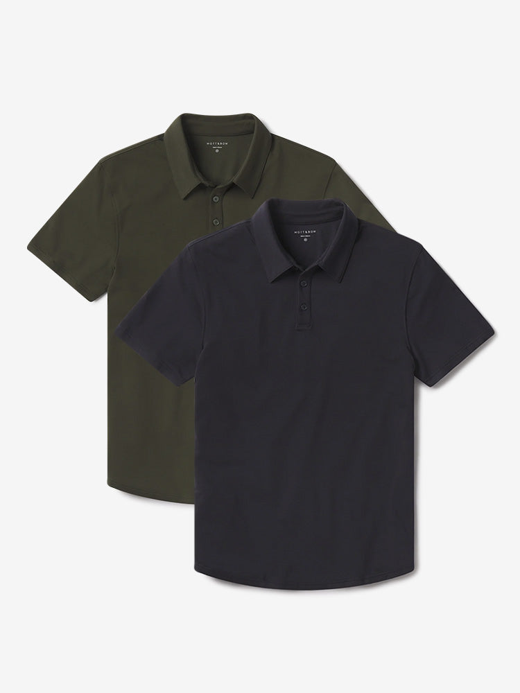 Men wearing Navy/Forest Green Luxe Performance Polo 2-Pack