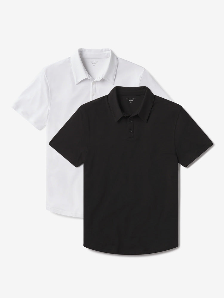 Men wearing White/Black Luxe Performance Polo 2-Pack