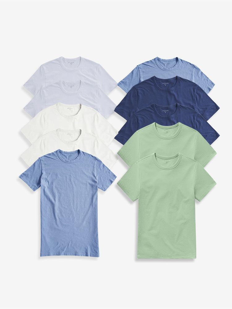 Men wearing White/White/Bone/Bone/California Blue/California Blue/Pistacchio/Pistacchio/Baltic Blue/Baltic Blue Classic Crew Driggs 10-Pack