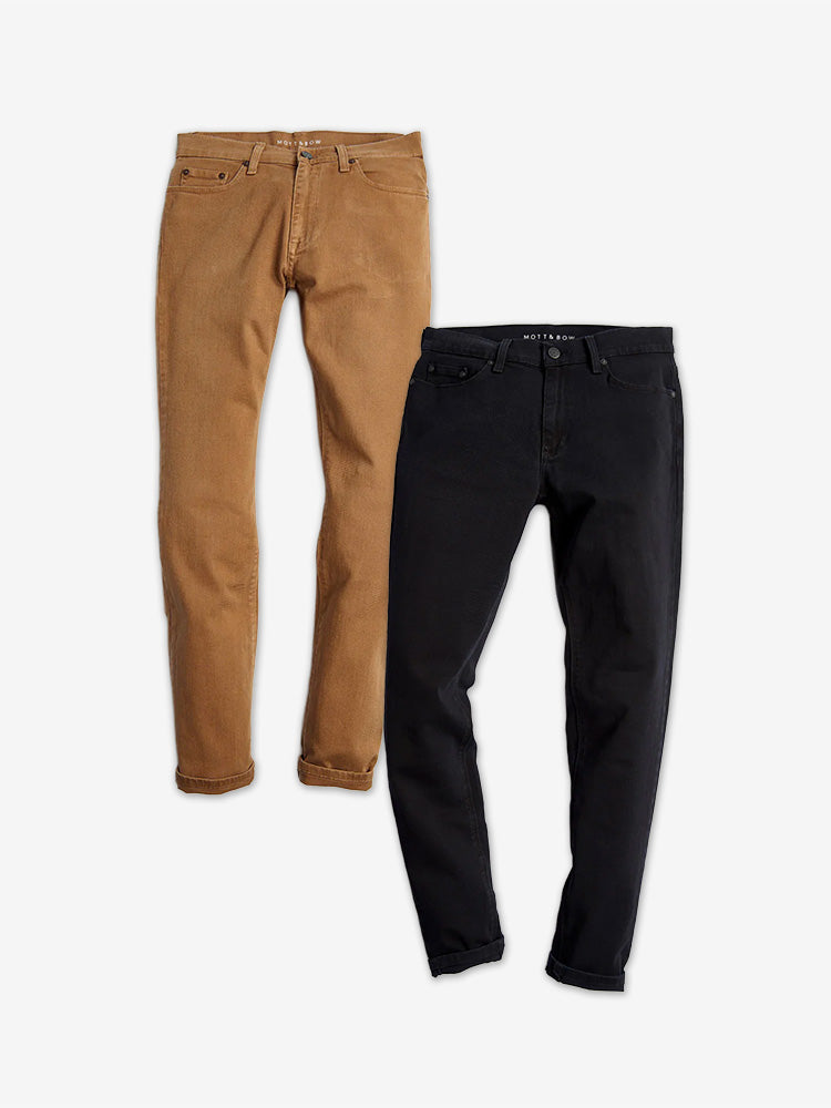 wearing Khaki/Black Slim Mercer and Slim Jay 2-Pack Jeans