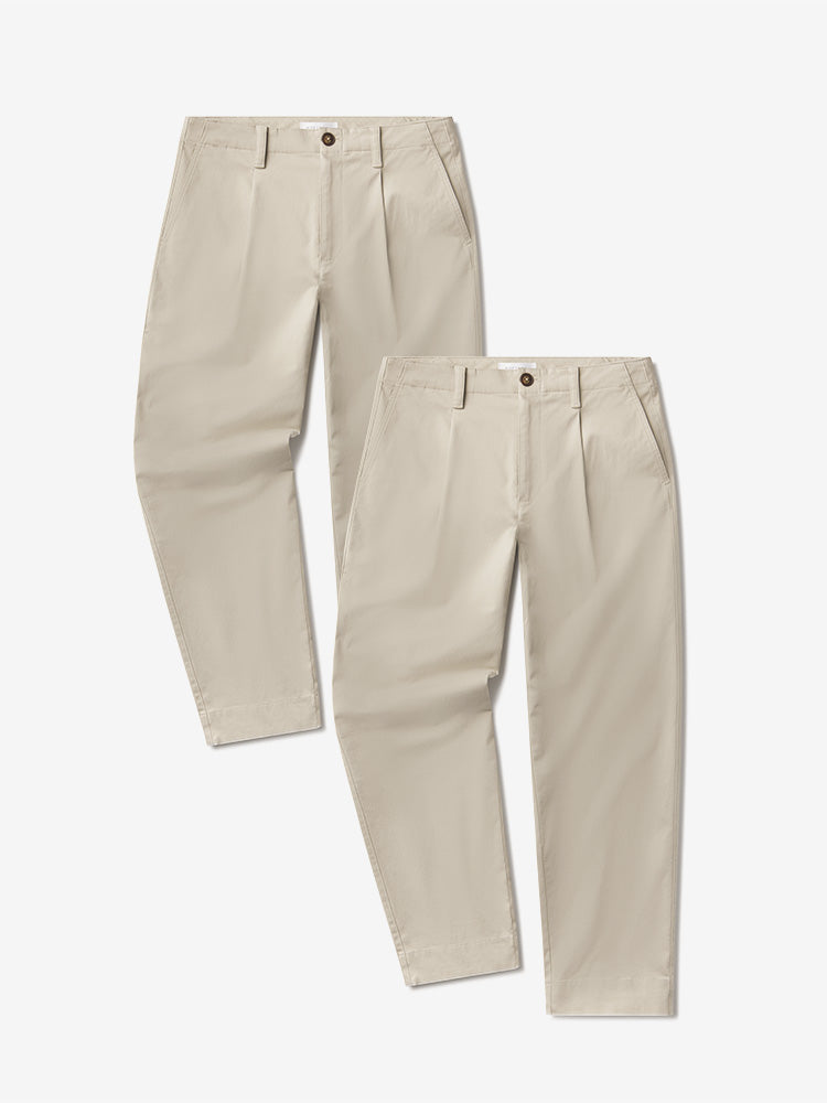 Men wearing Ecru Wide Leg Chino 2-Pack