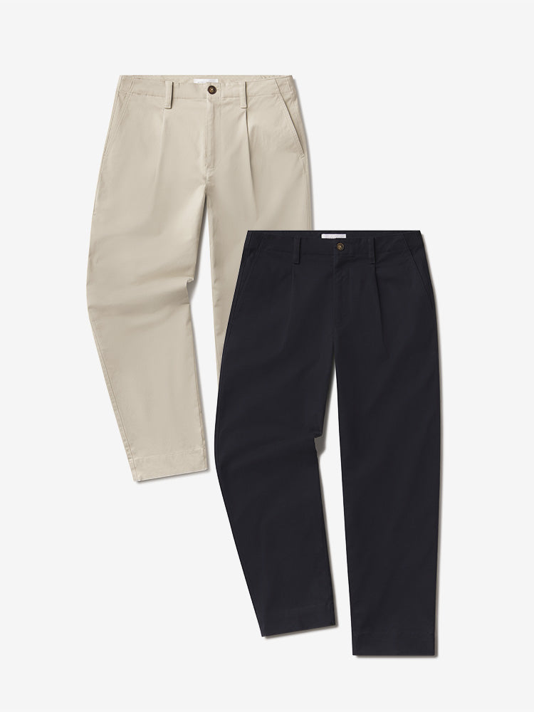 Men wearing Navy/Ecru Wide Leg Chino 2-Pack