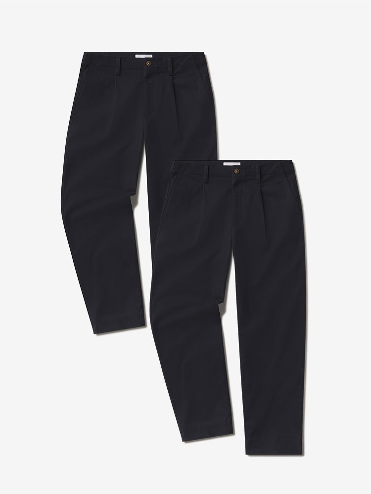 Men wearing Navy Wide Leg Chino 2-Pack