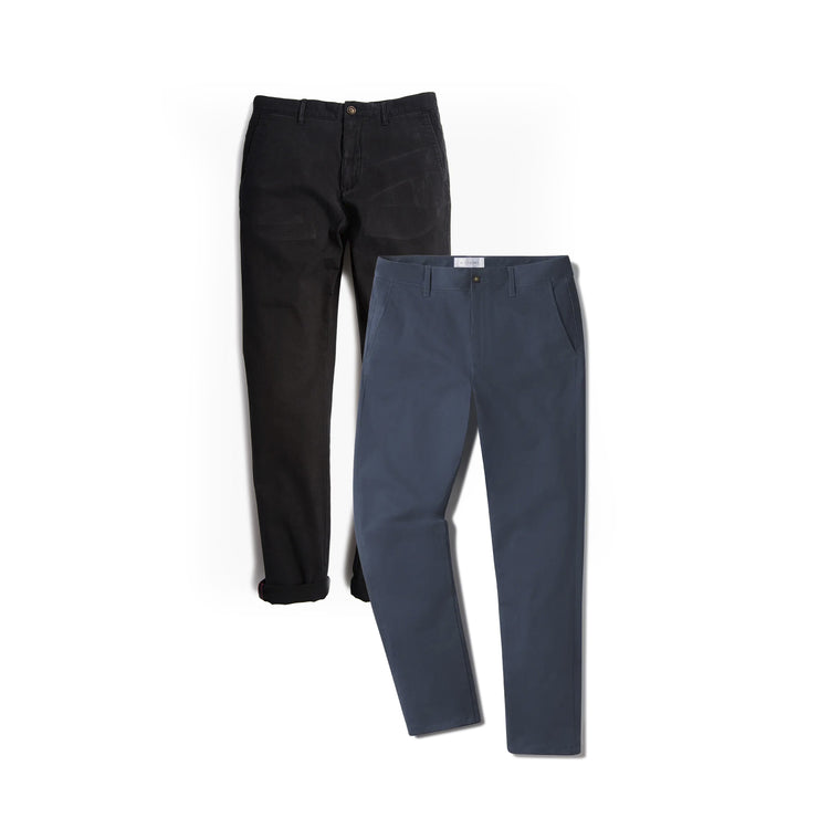 Men wearing Black/Riverside Everyday Comfort Slim Chino Pants 2-Pack