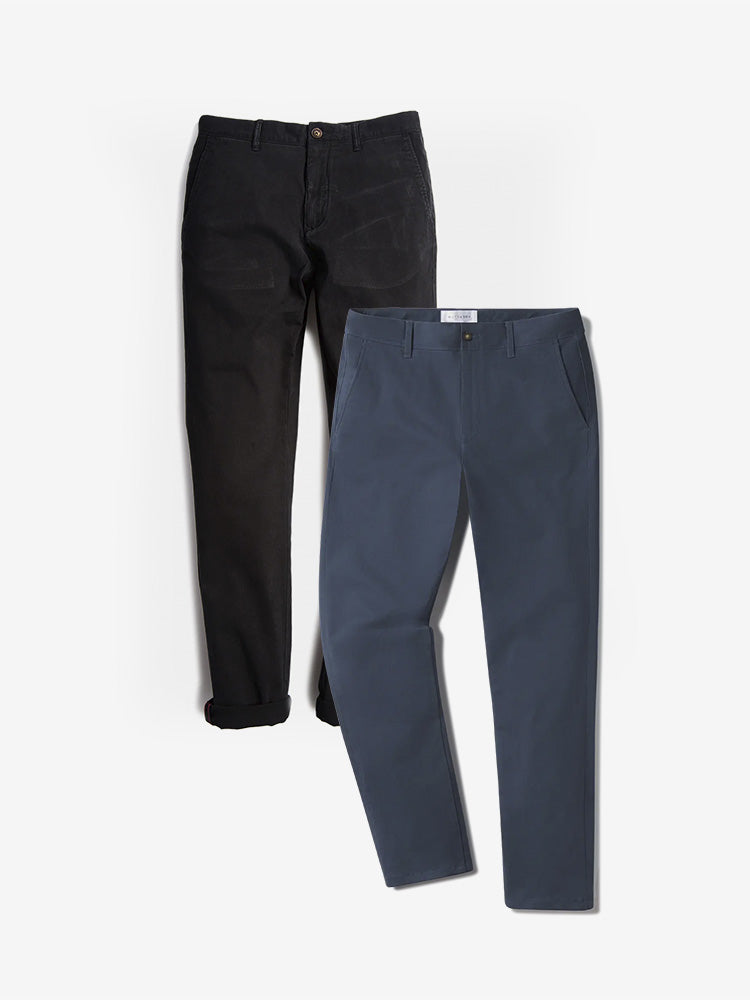 Men wearing Black/Riverside Everyday Comfort Slim Chino Pants 2-Pack