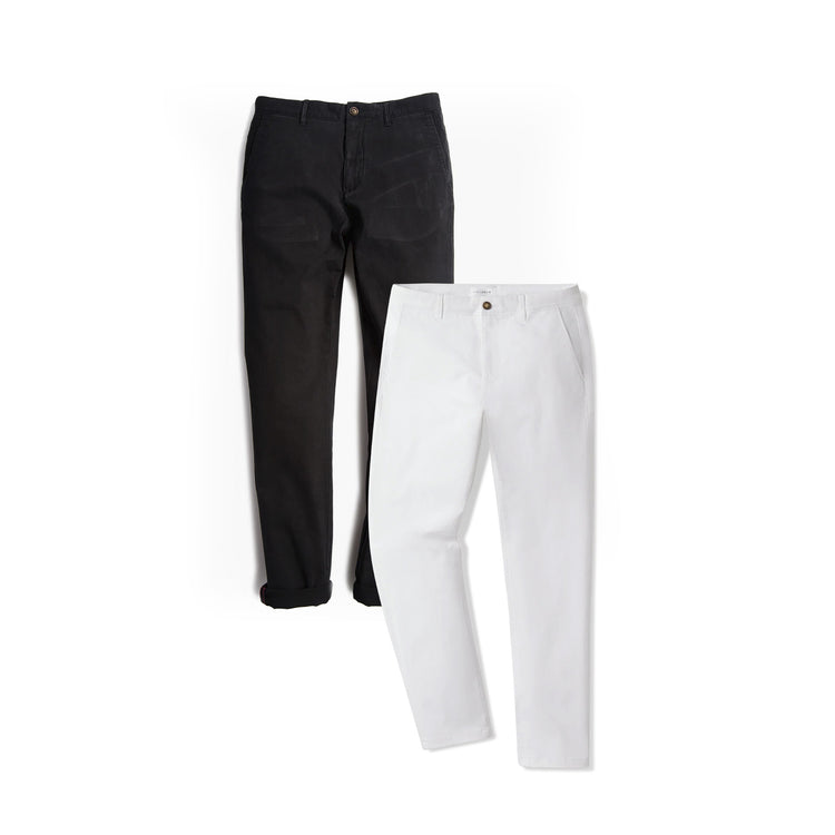 Men wearing Black/White Everyday Comfort Slim Chino Pants 2-Pack