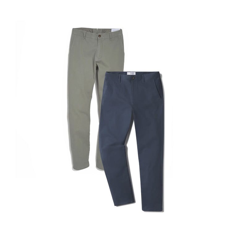 Men wearing Light Gray/Riverside Everyday Comfort Slim Chino Pants 2-Pack
