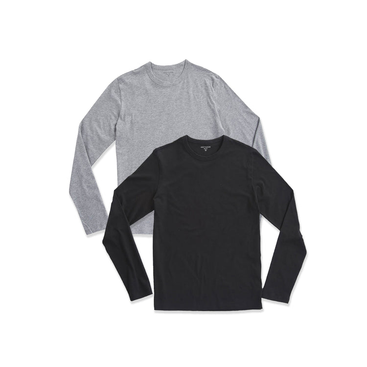 Men wearing Black/Heather Gray Long Sleeve Crew Tee Driggs 2-Pack