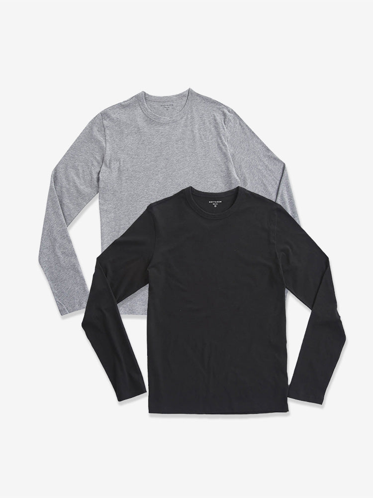 Men wearing Black/Heather Gray Long Sleeve Crew Tee Driggs 2-Pack