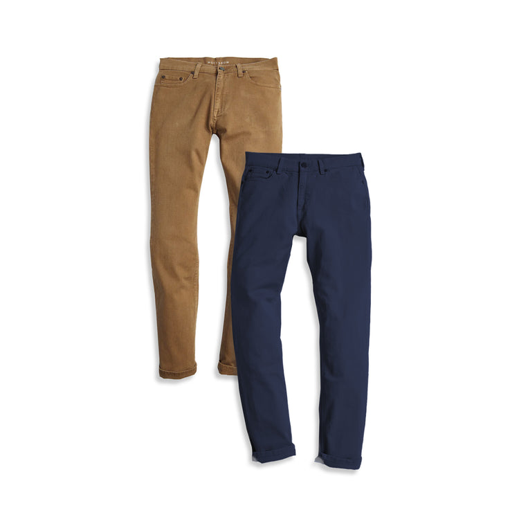 Men wearing Khaki/Blue Straight Mercer Jeans 2-Pack