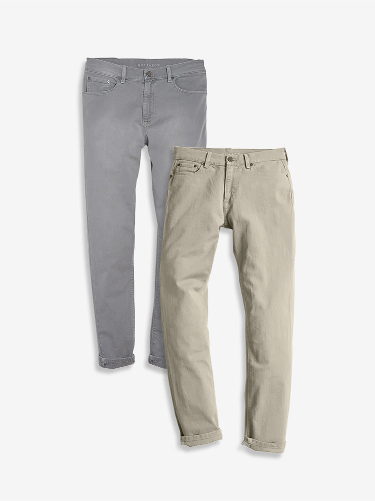 Men wearing Light Gray/Light Khaki Straight Mercer Jeans 2-Pack