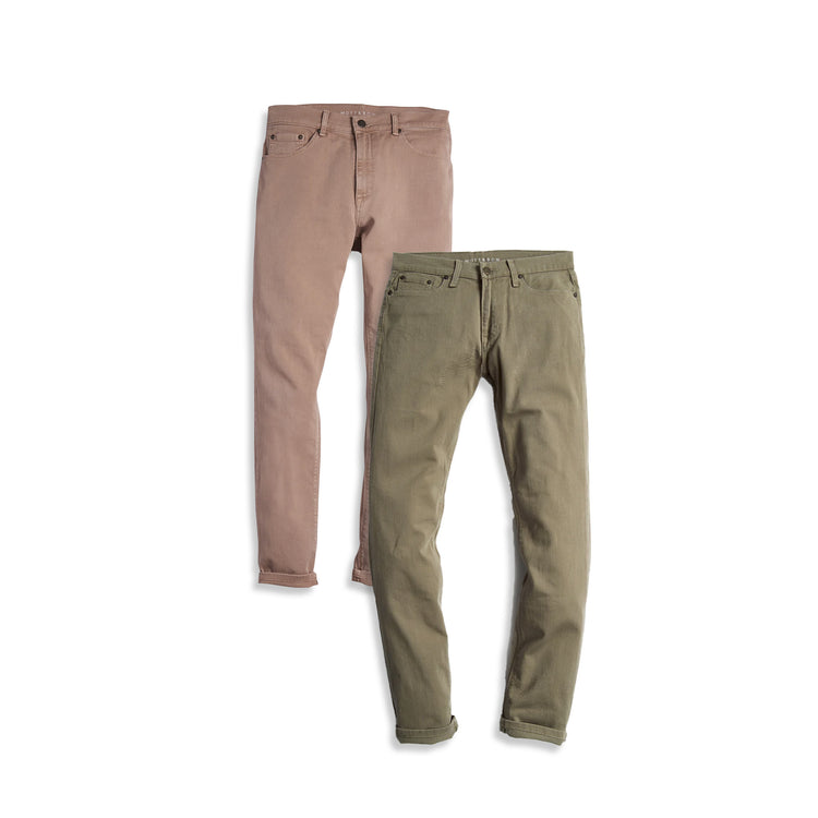 Men wearing Olive/Apricot Slim Mercer Jeans 2-Pack