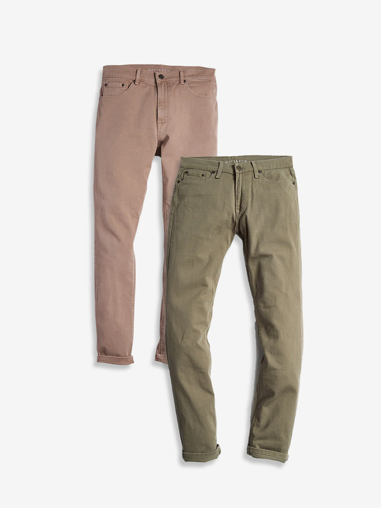Men wearing Olive/Apricot Slim Mercer Jeans 2-Pack