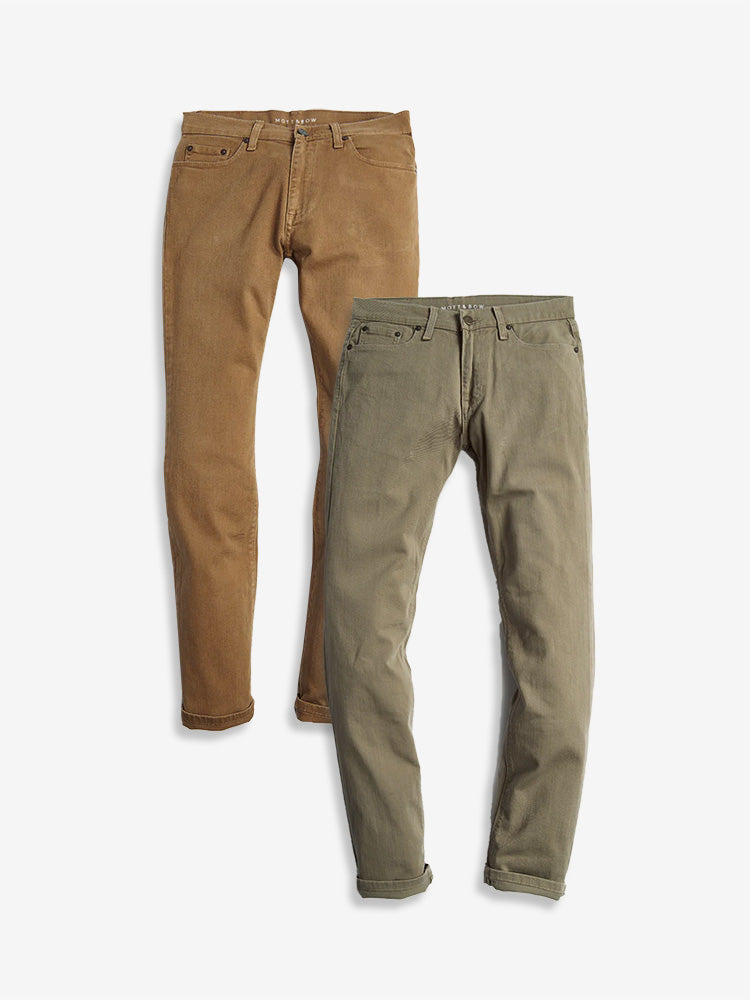 Men wearing Olive/Khaki Skinny Mercer Jeans 2-Pack