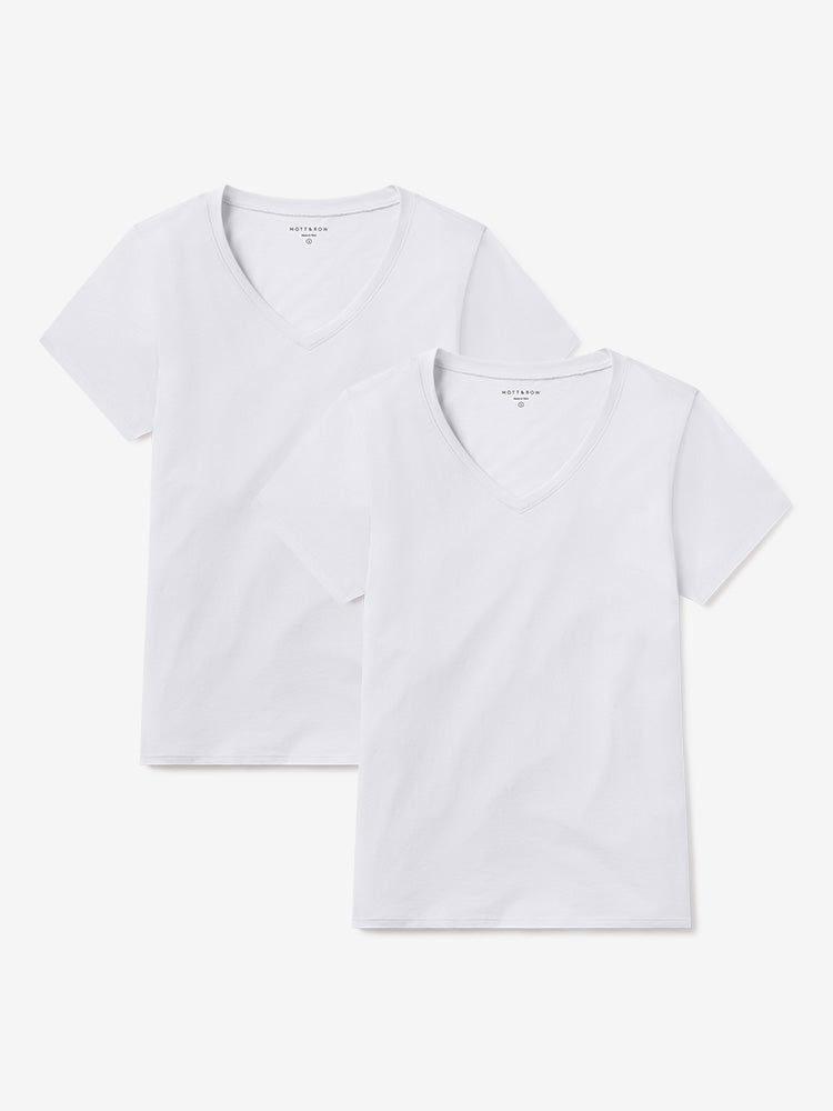 Women wearing White Relaxed V-Neck Marcy Tee 2-Pack