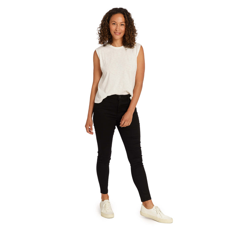 Women wearing Bone Relaxed Slub Tank