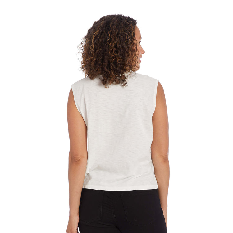 Women wearing Bone Relaxed Slub Tank