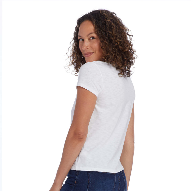 Women wearing White Classic Crew Slub Tee